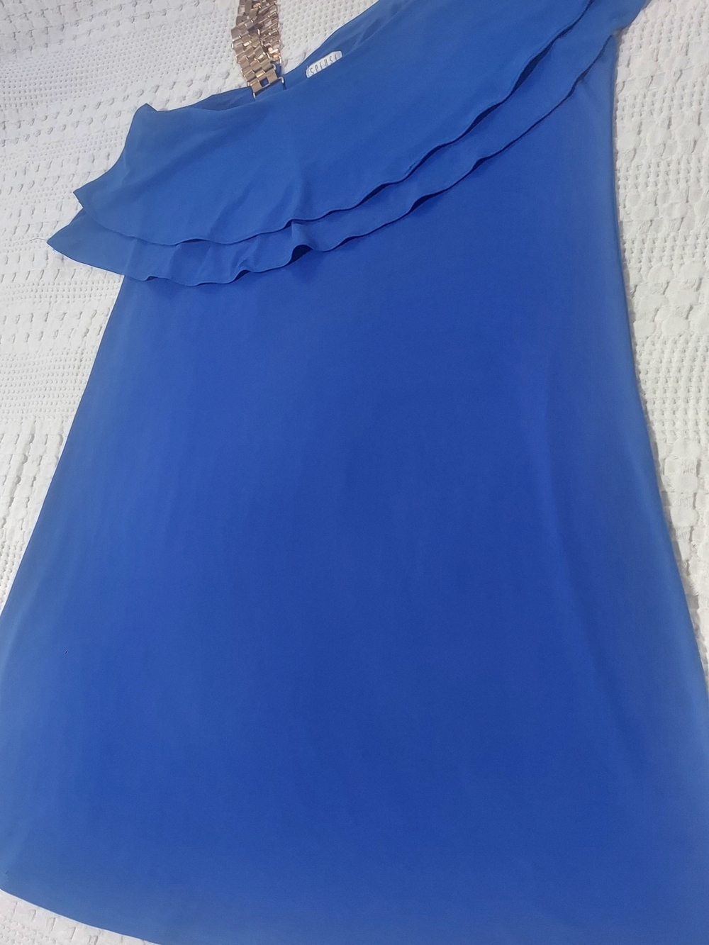 Spense Royal Blue One-Shoulder Ruffle Dress